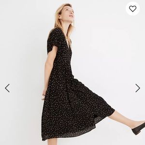 Madewell Flutter-Sleeve Button-Front Midi Dress in Confetti Toss  (Size 6)